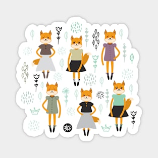 Kawaii fox girl in dress Magnet