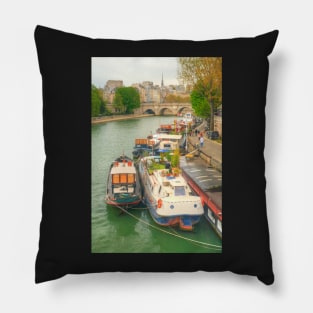 Boats On The Seine Pillow