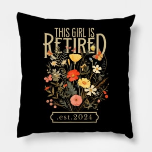 Retired 2024 Funny Retirement Gifts For Women 2024 Floral Pillow