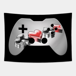 Hearts Diamond Spades Clubs Poker Cards -  Gaming Gamer Abstract - Gamepad Controller - Video Game Lover - Graphic Background Tapestry