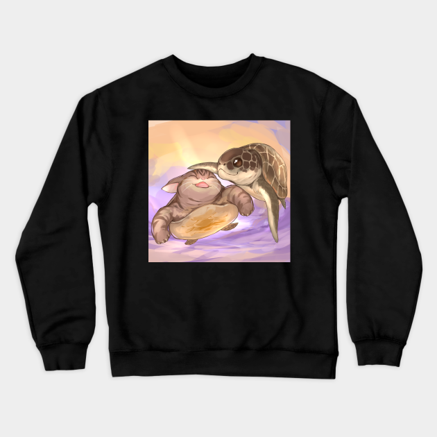 Sea Turtle and Cat - Turtle - Crewneck Sweatshirt