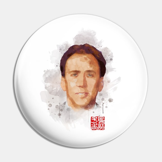 Nicolas Cage Watercolor Pin by Soriagk