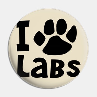 I Love Labs Paw Print Pin