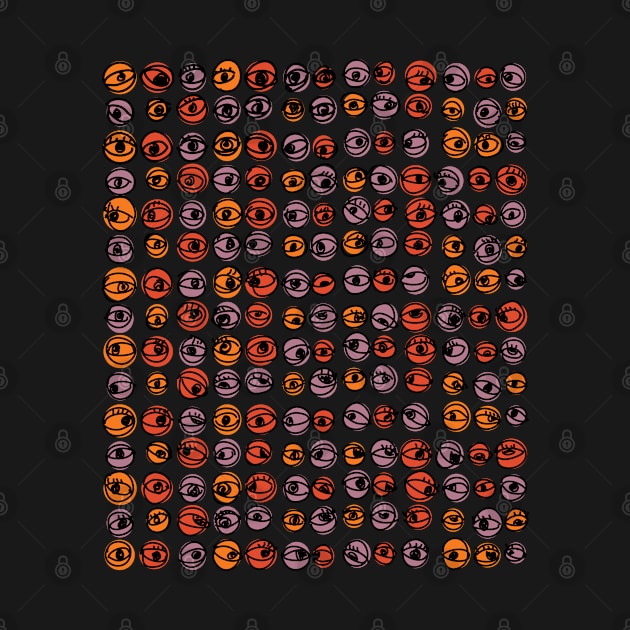 Halloween Colors Eyes Modern Decorative Abstract Mosaic Dots Pattern by SubtleSplit