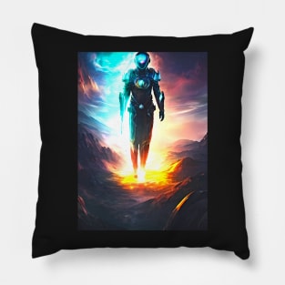 Human/Alien War - Decorated Battlefield Warrior - AI Generated Sci Fi Concept Art - Pillow