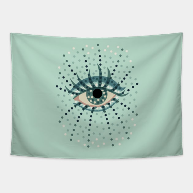 Dotted Blue Eye Tapestry by Boriana Giormova