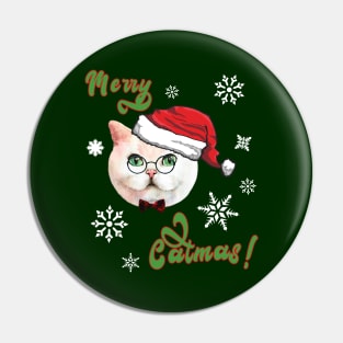 Merry Catmas Cute Santa Hat Pin