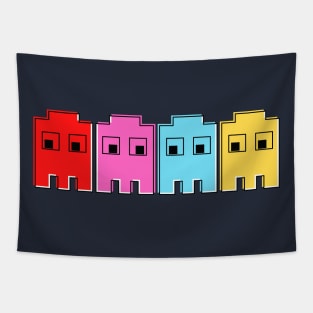 8-bit vintage, retro pac man ghosts Tapestry