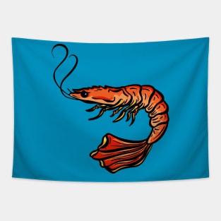 Big Red Shrimp Tail cartoon illustration Tapestry