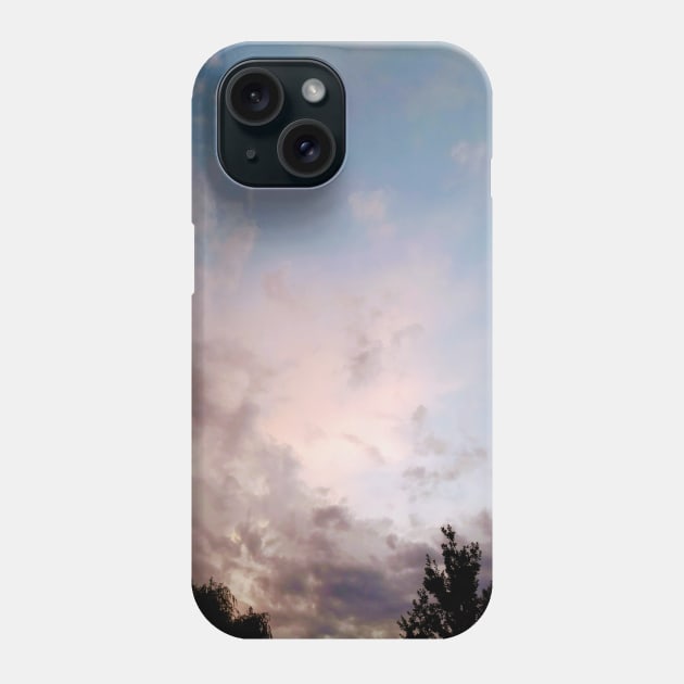 Pink Blue Grey Sky Hometown Clouds Trees And Sky Phone Case by Nevervand