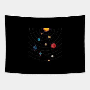 Solar System In Dark Space Funny For Astronomer Nine Planets Tapestry