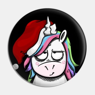 Christmas Unicorn in a Mood Pin