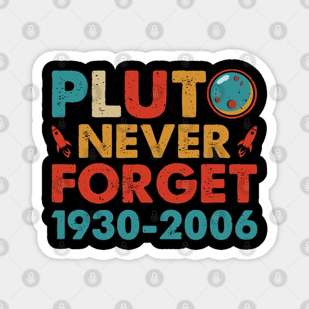 Never Forget Pluto 1930 2006 Shirt. Retro Style Funny Space, Science Magnet by Peter smith