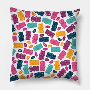 Sweet Jelly Beans & Gummy Bears Pattern Pillow