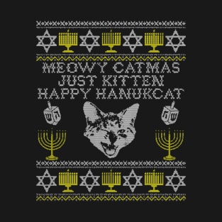 Happy Hanukcat, Meowy Catmas , Hanukkah Cat Jewish T-Shirt