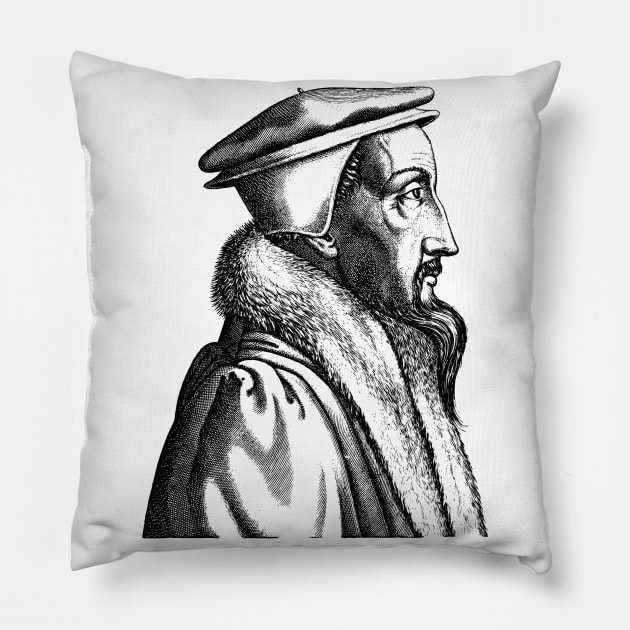 John Calvin Portrait Pillow by Beltschazar