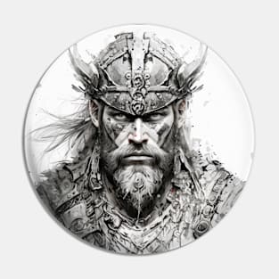 Viking Warrior Portrait Painting Historic Adventure Pin