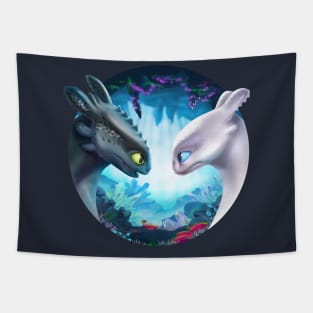 Toothless and Light Fury (How to Train Your Dragon 3) Tapestry