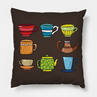 Coffee Screen Printed Mugs Cups Pillow