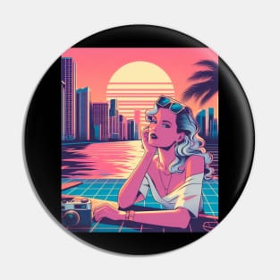 vaporwave retro 80s girl Pin