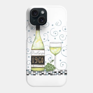 WHITE Wine Bottle And Wine Glass Acrylic Painting Phone Case