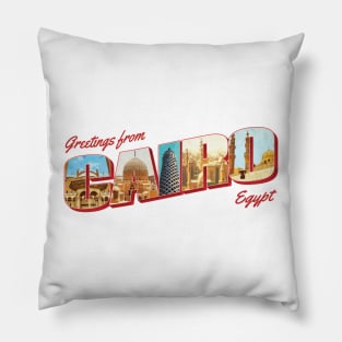 Greetings from Cairo in Egypt Vintage style retro souvenir Pillow