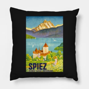 Spiez, Suisse, Travel Poster Pillow