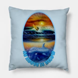 Surfing t-shirt designs dolphins Pillow