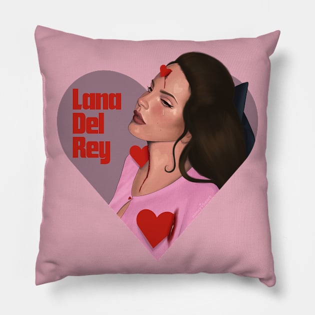 Lana 3 red hearts Pillow by thelamehuman