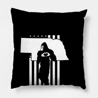 Nebraska Bigfoot American Flag Pillow