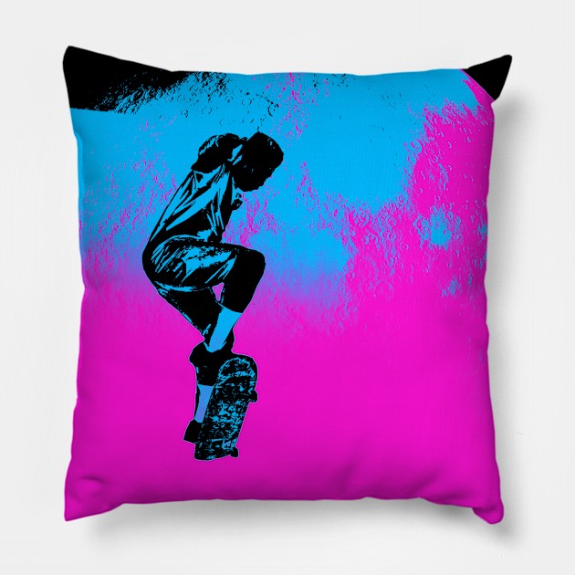 Moon Jumping - Skateboarder Pillow by Highseller