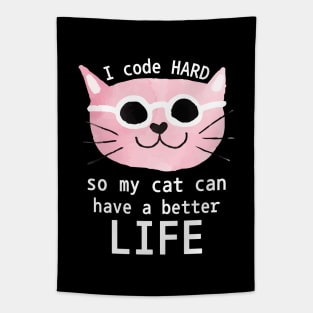 Cat Loving Coder Tapestry