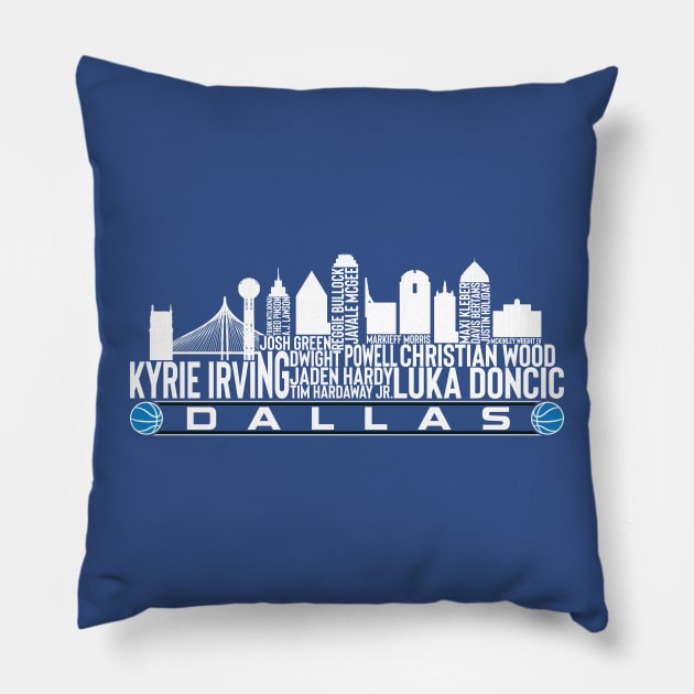 Dallas Basketball Team 23 Player Roster, Dallas City Skyline Pillow by Legend Skyline