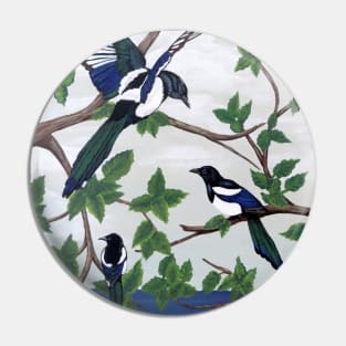 Black Billed Magpies Pin