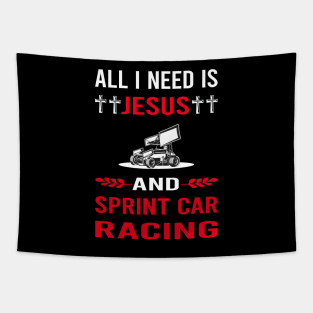 I Need Jesus And Sprint Car Cars Racing Tapestry