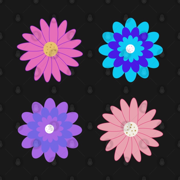 Colourful Retro Flowers by sarahwainwright