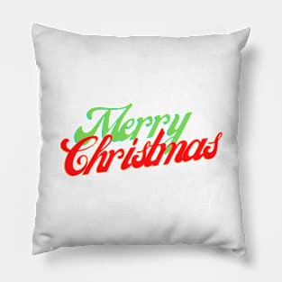 Merry Christmas Green & Red Holiday Pillow