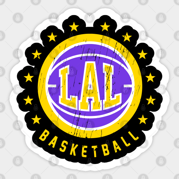 LAL Basketball Vintage Los Angeles Lakers Sticker TeePublic