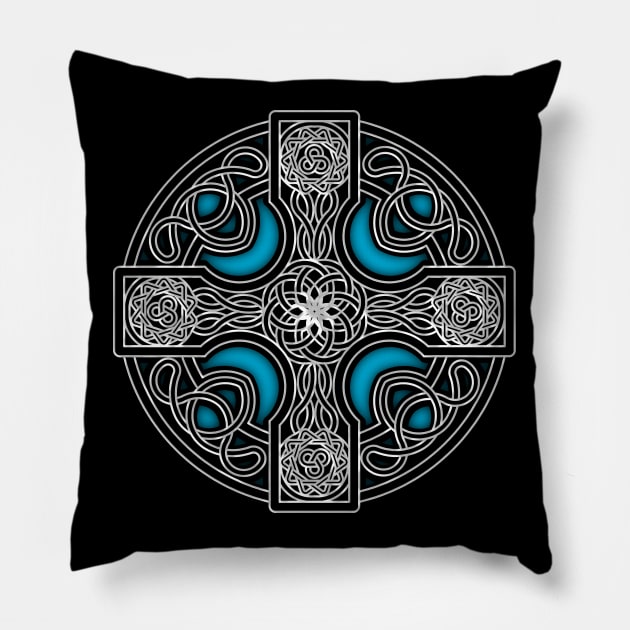 Blue Celtic cross Pillow by PedroVale