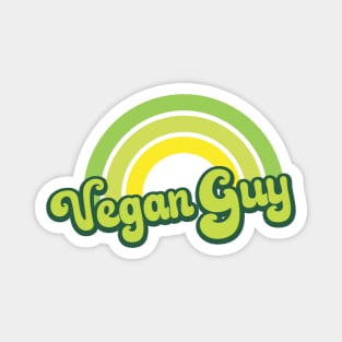 Vegan Guy Retro Rainbow Green Magnet