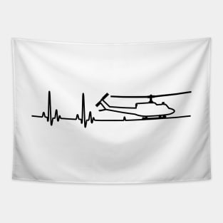 UH-1 Huey Helicopter Heartbeat Pulse Tapestry