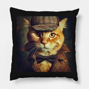 Ginger Cat Detective Pillow