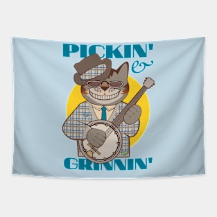 Pickin' and Grinnin' Banjo Cat Tapestry