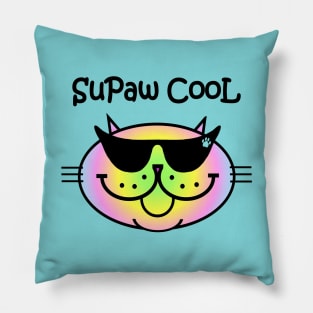 SuPaw CooL - pastel rainbow Pillow