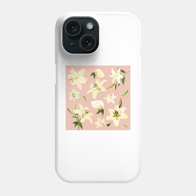 White Pink Lily Flowers Phone Case by smoochugs