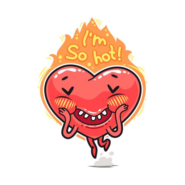 Cute Heart in Flames I'm so hot Valentines Day Gift by Gufbox