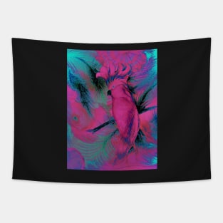 VIBRANT EXOTIC PINK PARROT COCKATOO TROPICAL PALM PRINT POSTER Tapestry