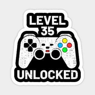 level 35 unlocked  video gamer gamepad 35th birthday Magnet