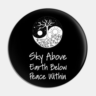 Yoga Meditation Zen Quote - Sky Above Earth Below Peace Within Pin