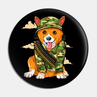 Military Corgi Dog Pin